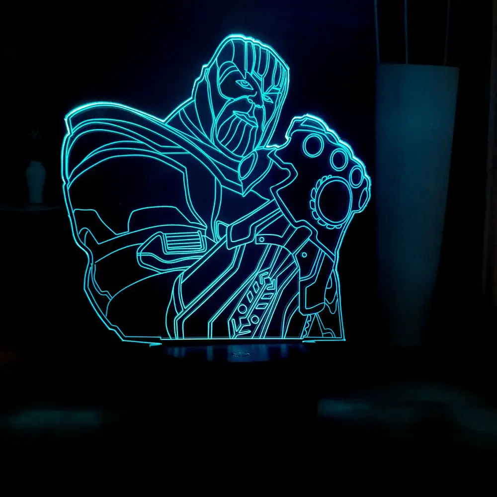 Новинка светодиодный ночник Marvel фигурка злодея Thanos USB сенсорная настольная лампа