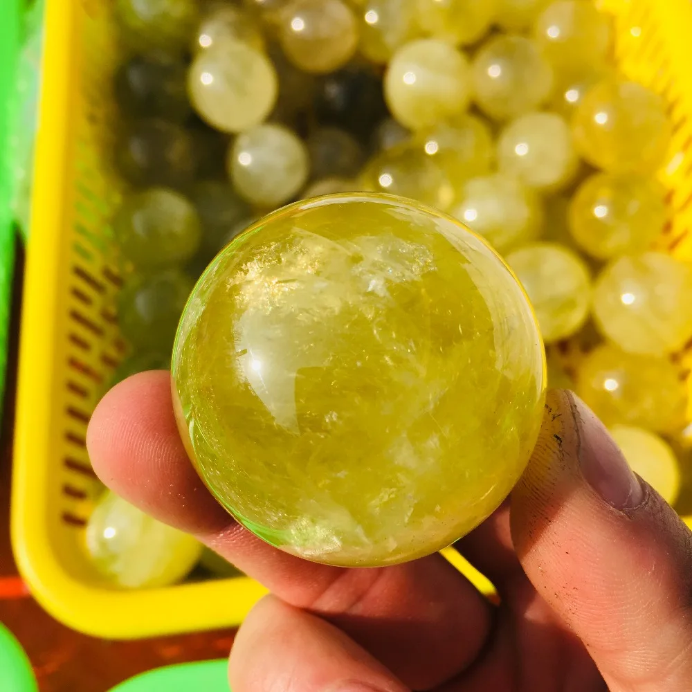 

40mm Natural quartz yellow Stone Ball Crystal Sphere Decorative ball