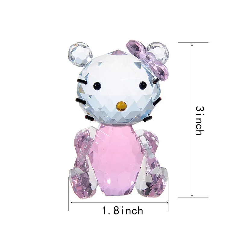 Pink Cat  Figurines Glass Crystal Cute Animal Figurines Paperweight Collection Home Birthday Christmas Wedding Art Decoration