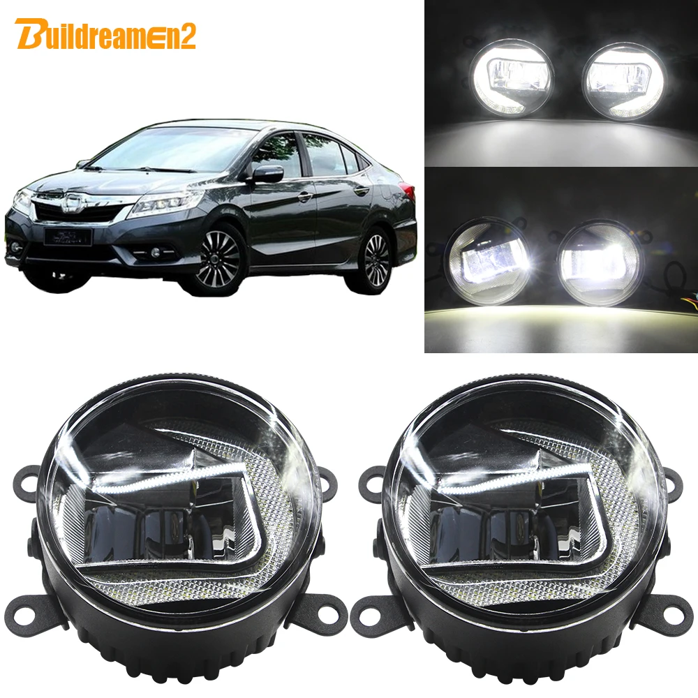 

Buildreamen2 Car Styling LED Projector Fog Light + DRL Daytime Running Lamp White 90mm Diameter 12V For Honda Crider 2014 2015