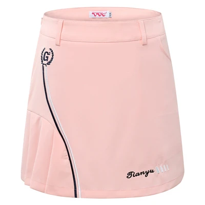 Летний женский комплект из дышащей юбки, футболка с коротким рукавом+ трапециевидная юбка, костюмы для гольфа/тенниса, спортивная одежда D0682 - Цвет: pink skirt