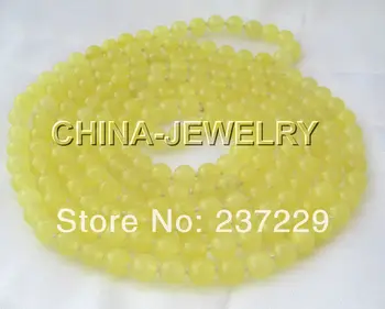 

Wholesale price FREE SHIPPING ADBeautiful 80" 10mm Natural round yellow jade necklace