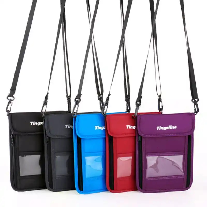 Uni Rfid Blocking Money Pouch Travel Passport Id Card Phone Holder Neck Wallet Bag