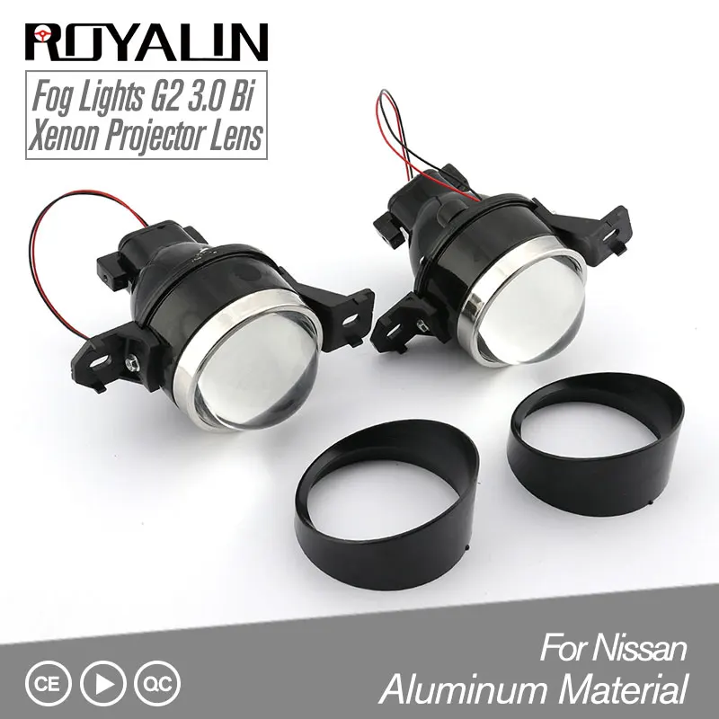 

ROYALIN Fog Lens Bi Xenon Projector Light for Nissan 3.0 inch Full Metal Xenon Fog Light Lenses Car Styling H11 Light DIY