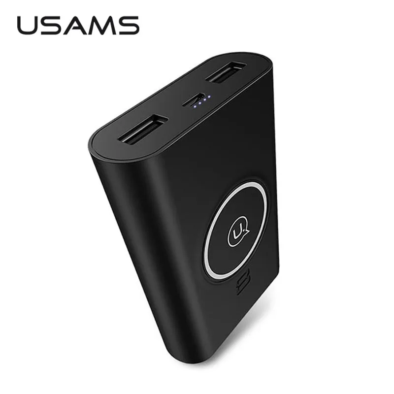 QI Wireless Charger & Power Bank Dual USB Ports 8000mah USAMS 5W Pad Power Bank Built-in Wireless Charging Universal PowerBank QI Wireless Charger & Power Bank Dual USB Ports 8000mah USAMS 5W Pad Power Bank Built-in Wireless Charging Universal PowerBank
