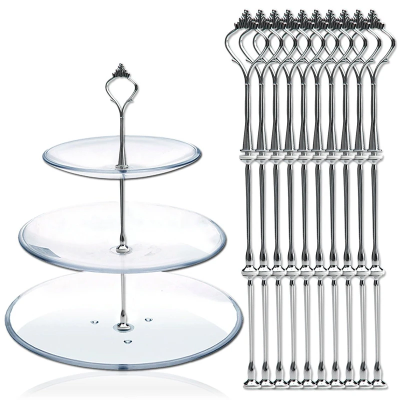 10 Set Of 3 Tier Three Layers Cake Plate Stand Holder Crown Metal Rod Fitting Hardware Rod Plate Holder Silver 20 Cake Plate Stand Cake Standplate Stand Aliexpress