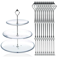 10 satz von 3 Tier Drei Schichten Kuchen Platte Stehen Halter Crown Metall Stange Fitting Hardware Rod Platte Halter Silber -20