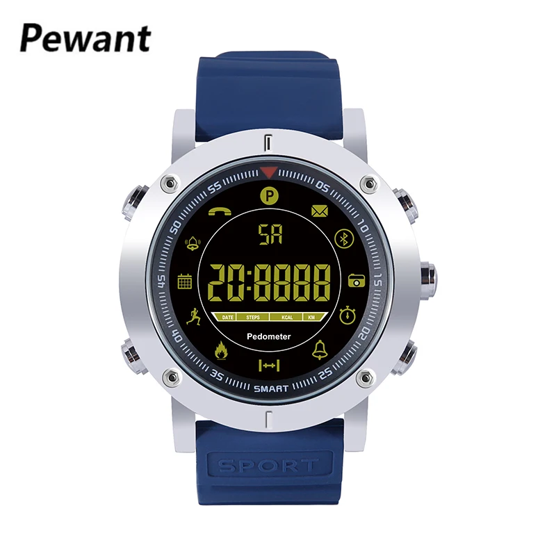 

2018 Pewant Smart Watch 5ATM Professional Waterproof Bluetooth Smartwatch Metal Body Full View Luminous Dial Sport Watch For Men