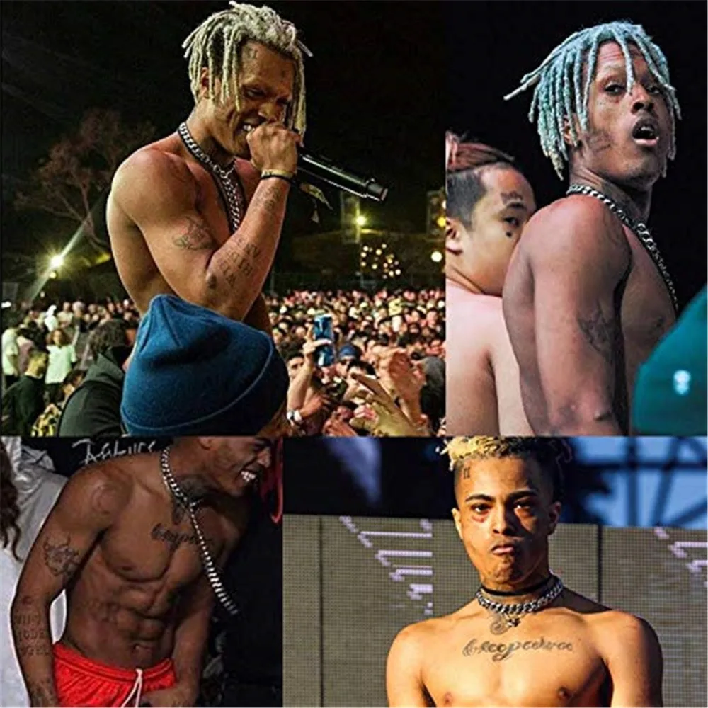 Cena TOPGRILLZ 15 MM ze stali nierdzewnej srebrny łańcuch kubańska moda Xxxtentacion R.I.P pamiątkowe Choker mężczyźni Hip Hop biżuteria prezent