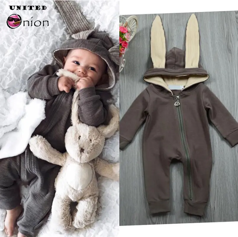 New-born Baby Infant Boys Girl Romper Hooded Jumpsuit Bodysuit Clothes Set