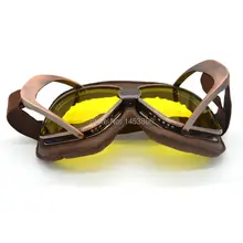 Copper Coffee Leather Vintage Helmet Motocross Steampunk Goggles Sport Yellow Sunglasses For Motorcycle Cafe Racer Dirt Bike