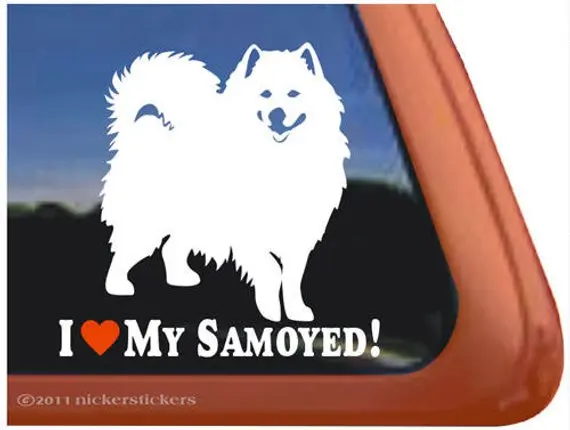 

I Love My Samoyed High Quality Adhesive Vinyl Window Decal Sticker waterproof car stickers car accessories