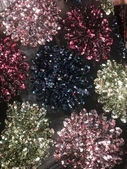 

Sat-12.304 fashionable sequins tulle embroidery french net lace fabric for party dress