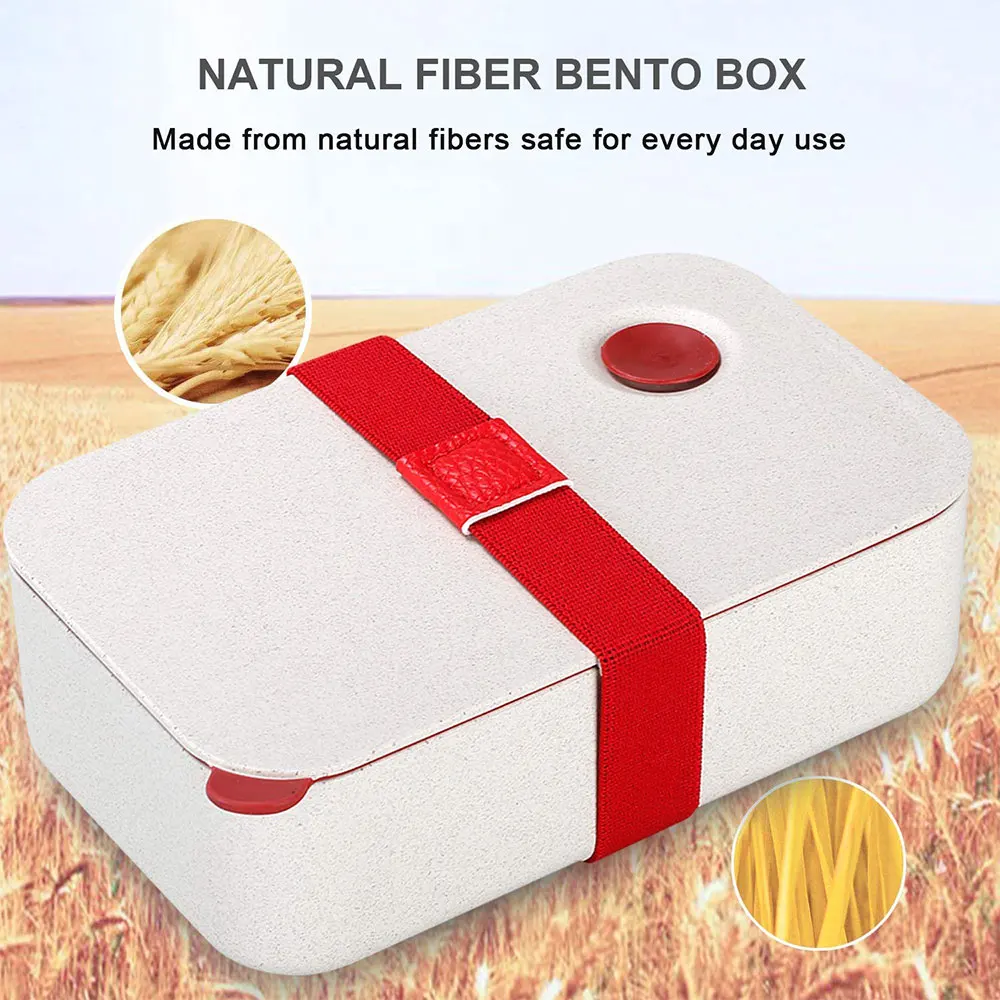 6 шт. Bento комплект контейнеров для завтрака контейнер для хранения пищевых продуктов Пшеничная солома герметичные портативный Microwavable с сумкой набор ложка и вилка BPA