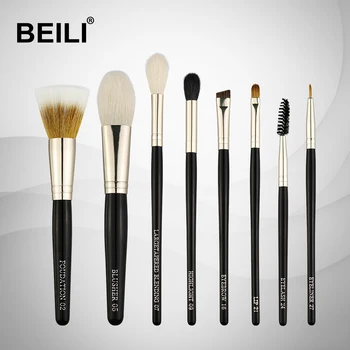 

BEILI Weasel Goat Hair Horse wool fiber Eye shadow liner Lip Eyelash Makeup Brushes Set 8 Pcs professional