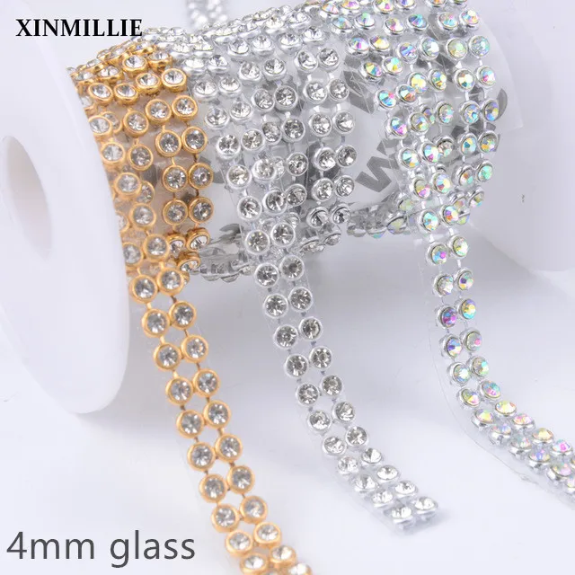 

2 Row 1 Meter/Lot Rhinestone Trim Hotfix Crystal Rhinestone Bridal Applique Wedding Dress Decoration Accessories Free Shipping
