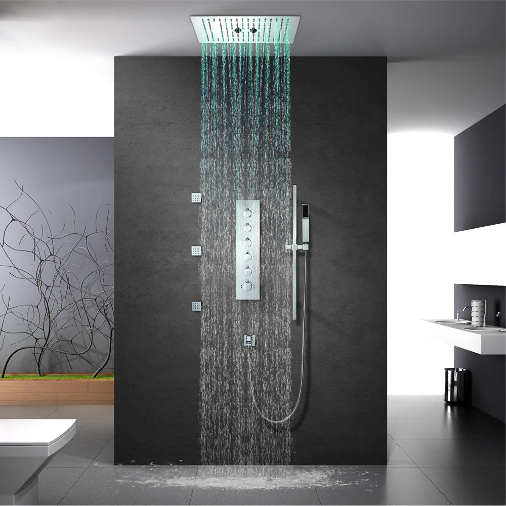 Bathroom Shower Faucets Accessories 16 Inch Shower Head Ceiling Rainfall Shower, Misty, Small Rain Shower Panel Thermostatic Bathroom Shower Faucets Accessories 16 Inch Shower Head Ceiling Rainfall Shower, Misty, Small Rain Shower Panel Thermostatic