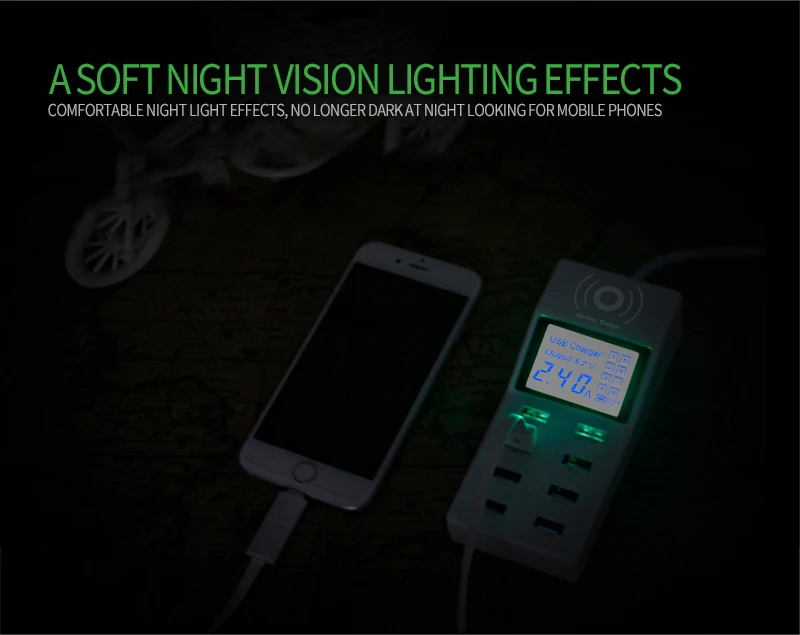 Quick Charge 3.0 Smart 8 Ports USB Charger Led Display QI Wireless Charger  (5)