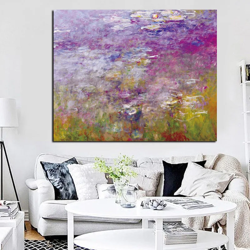 HD Print Claude Monet Lotus Landscape Oil Painting on Canvas Art Impressionist Wall Picture Canvas Poster for Sofa Living Room (2)