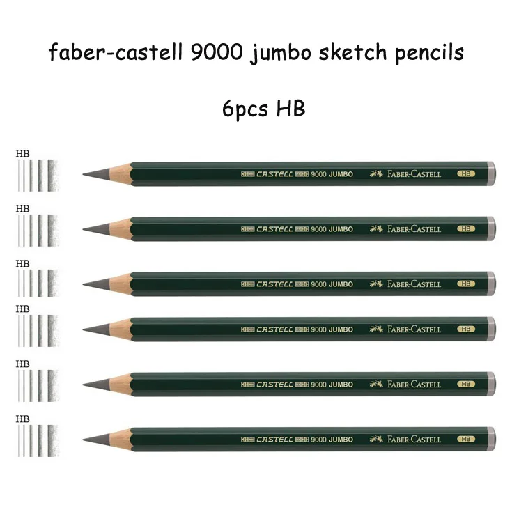 Faber-Castell 9000 jumbo графит рисунок Карандаши 5 шт./6 шт./лот 0.53 мм привести Книги по искусству эскиз карандашом HB 2b 4b 6b 8b Pro Builder Мелки - Цвет: 6pcs HB