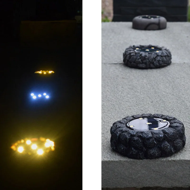 

4 Pcs Simulation Cobblestone Light LED Solar Powered Ground Lights Waterproof for Garden Lawn HYD88