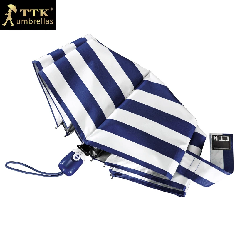 

automatic umbrella women rain umbrella gift male shade fashion strip TTK anti uv waterproof 3 fold sun umbrellas parasol female