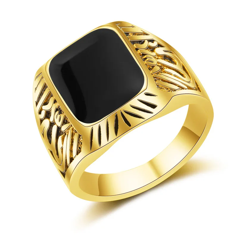 finger male gold islam muslim retro vintage geometric men ring