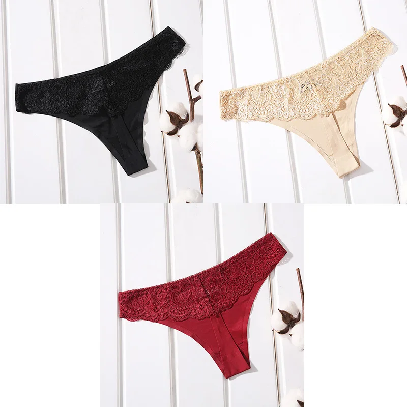 black nude red Нижнее белье для женщин женские стринги 3 шт. Сексуальные Бесшовные женские трусики хлопок промежность Новая Женская Стринги сексуальные бесшовные трусики BANNRIOU - Цвет: black nude red