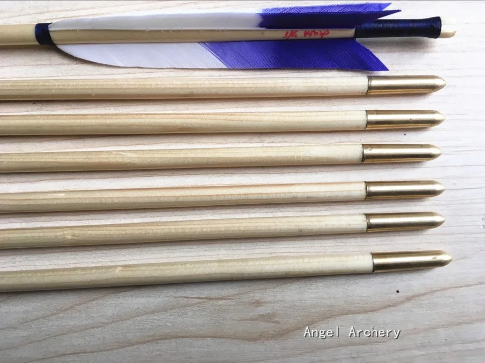 6Pcs/12Pcs 32'' Import Pine Wood Arrows With Alloy Steel Arrowtips Archery Wooden ArrowsTurkey Feather For Longbow | Спорт и