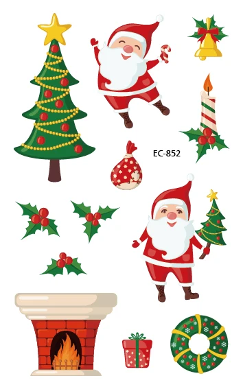 Rocooart Christmas Decorations Tattoo Stickers Children Party Gift Temporary Tattoo Santa Tattoo For Kids White Snow Fake Tatoo - Цвет: EC-852