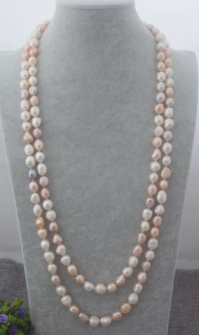 

women Fashion Jewelry NEW Natural 62'' Multi color Baroque pearl Necklace