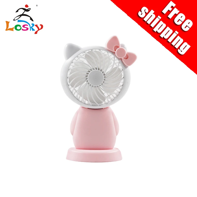 

2019 latest summer gift cute cartoon portable mini usb fan handheld LED light mini desktop charging USB fan patented product