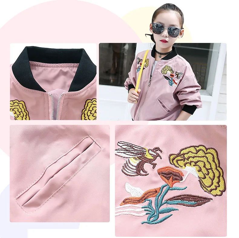 Jacket For Girls Fashion Army Green Embroidery Flower And Bee Coat Children 2017 Beautiful Bomber Jacket Kids Pretty Girls Coat HTB1bl8TSVXXXXcaaXXXq6xXFXXXs - Jacket For Girls Fashion Army Green Embroidery Flower And Bee Coat Children 2017 Beautiful Bomber Jacket Kids Pretty Girls Coat