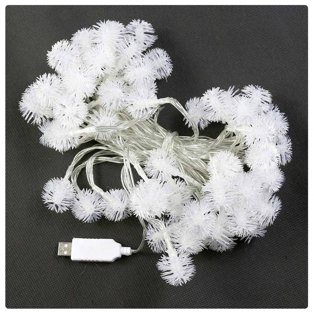10 м 60LED китайские фонарики, веревка USB Powered Гирлянда звезда Hairball шар для праздника Рождества год Luces украшения D14