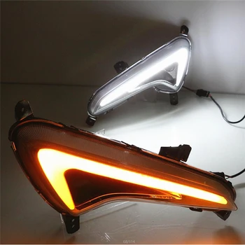

Car Flashing 2 pcs For Hyundai Solaris 2014 2015 2016 LED DRL Daytime Running Light Warning yellow turn Lights Daylight Fog lamp
