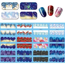 1sheet Water Transfer Nail Art Sticker Winter Christmas Snow RED/BlUE Background Manicure DIY Decal New Design Nails Tips Wraps nail salon 1sheet new christmas design water transfer nail art stickers wraps decals diy nail decoration supplies sastz430