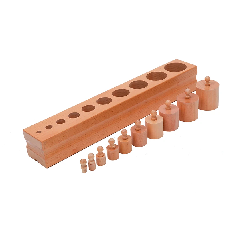 Details about    Montessori Sensorial Material Family Set mini Knobbed Cylinder Blocks 