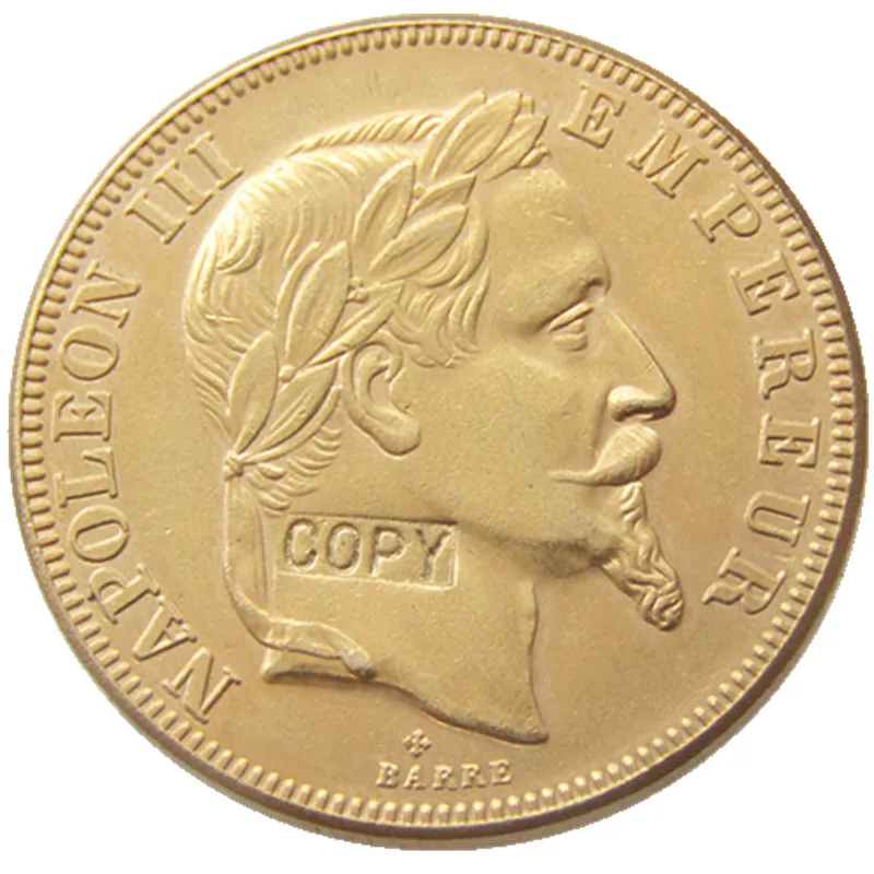 

France 1864B 100 Francs Napoleon III Gold Plated Copy Decorate Coin