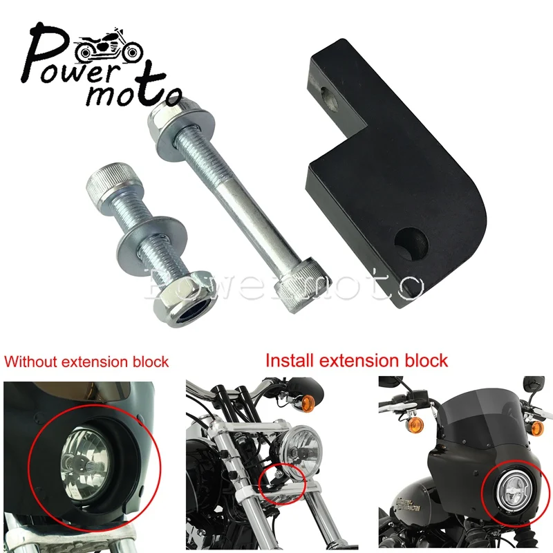 49mm Black Headlight Fairing Extension Block For Harley Sportster XL Dyna 39mm 49mm Black Headlight Fairing Extension Block For Harley Sportster XL Dyna 39mm