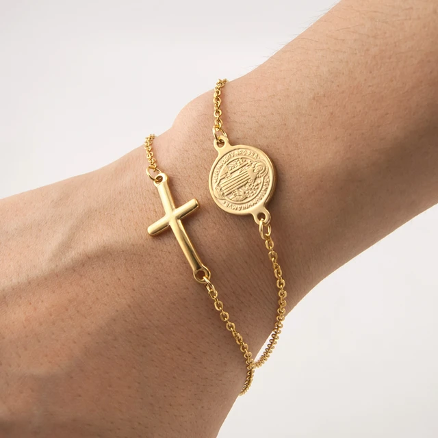 Rolo chain bracelet 2024 with cross charm