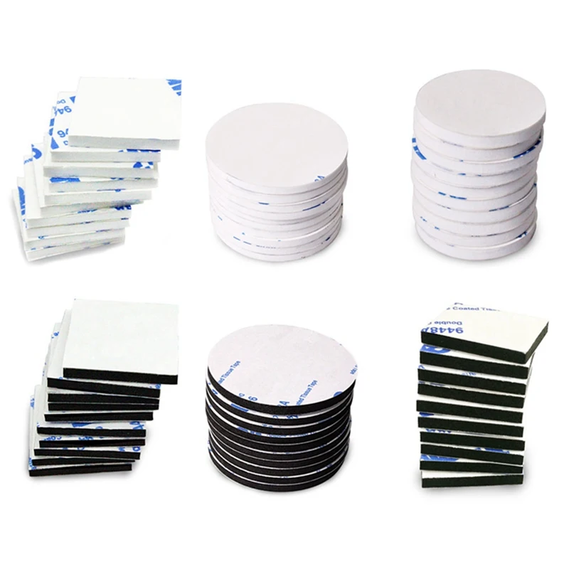 50 Pcs Double Sided Sticky Pads White Adhesive Foam Pads Mounting Pads Tape Squares and Round 50 Pcs Double Sided Sticky Pads White Adhesive Foam Pads Mounting Pads Tape Squares and Round