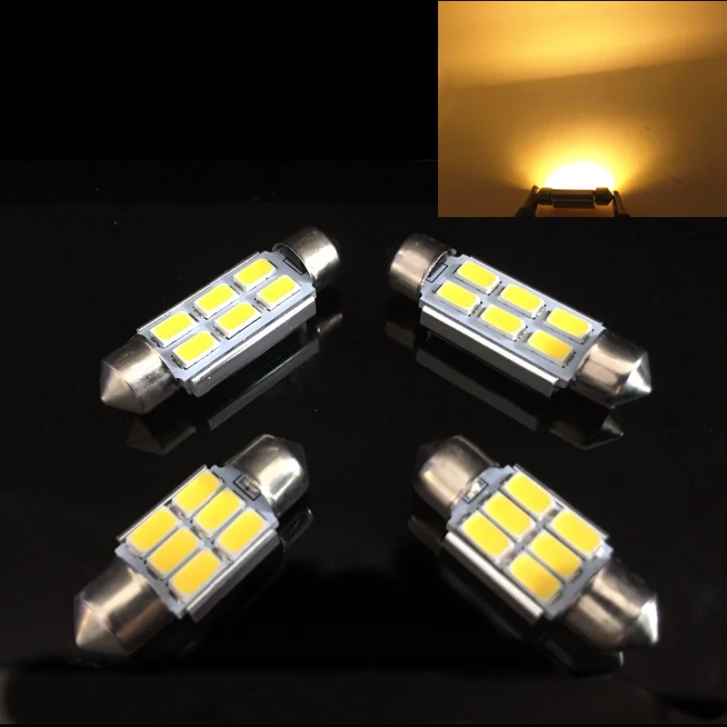 CANBUS 4300K теплый белый 31 мм 36 39 41 6SMD светодиодный купол Festoon номерной знак крыша