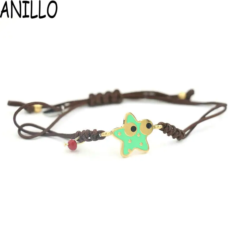 

ANILLO Brand Pulseira Gold Color Five-Pointed Star Bracelets Women Jewelry Braiding Macrame Stainless Steel Bangles
