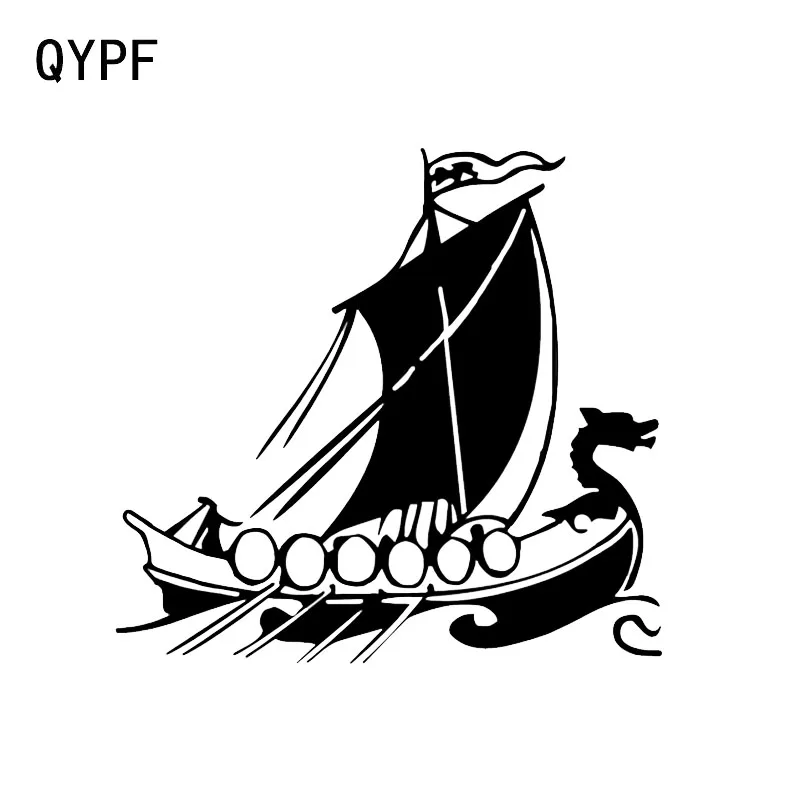 

QYPF 14.2*13.4CM Fashion Dragon Ship Boat Sail Sport Decor Car Styling Sticker Vinyl Accessories Silhouette Motorcycle C16-1094