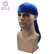 Премиум Блестящий бархат Durag 360, 540720 волны Экстра длинный хвост и широкие ремни для мужчин Du-RAG головной убор для байкеров повязка на голову
