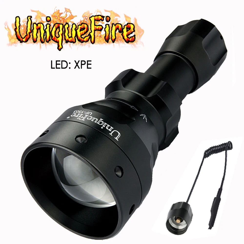 UniqueFire 1503 XPE 50 мм выпуклая линза светодиодный фонарик перезаряжаемые 3 режима Компактный Тактический Torche + крысиный хвост