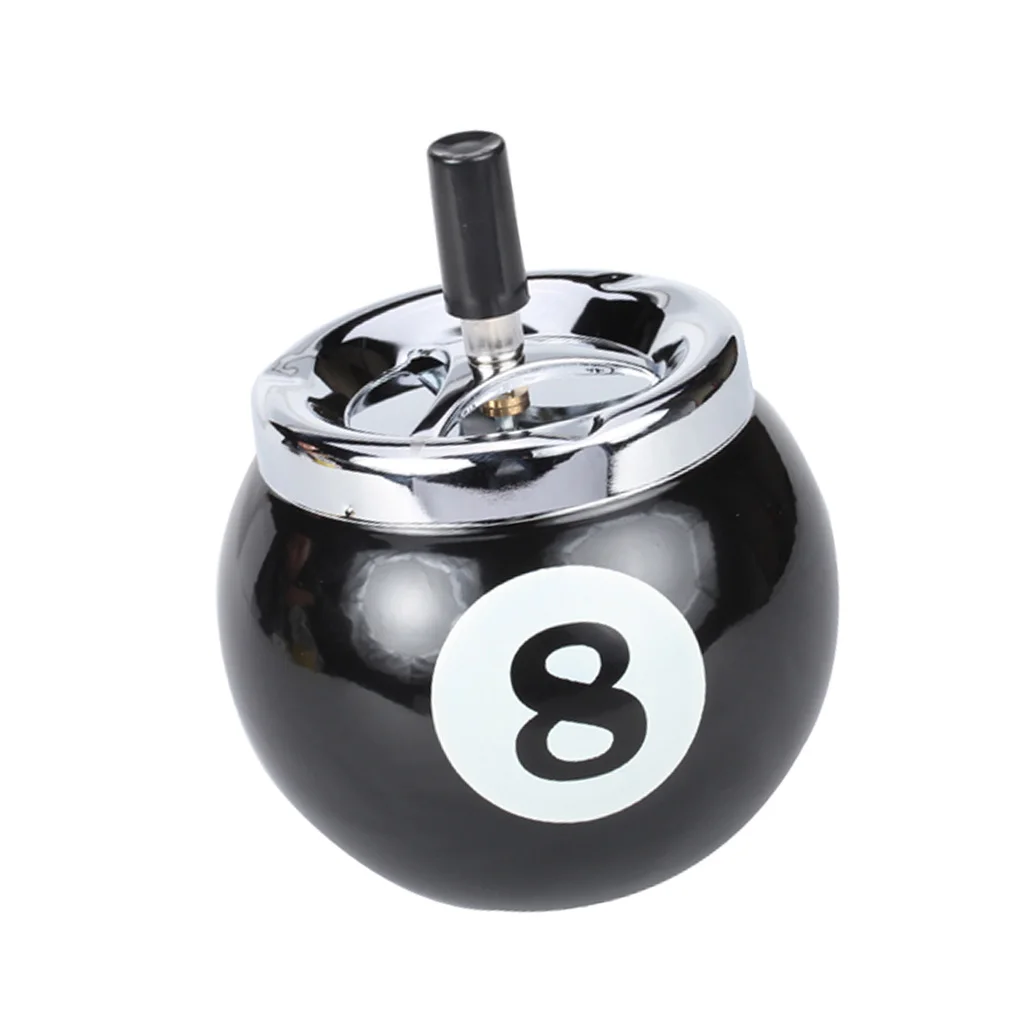 Novelty Home Car Metal Push Button Pool Billiard Ball Shape  Ashtray Holder