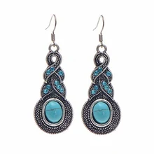 Новинка, Хит, модные длинные серьги Brincos, Ретро стиль, синий кристалл, Овальный каучук, галстук-бабочка, шапка, висячие серьги для женщин, ювелирное изделие