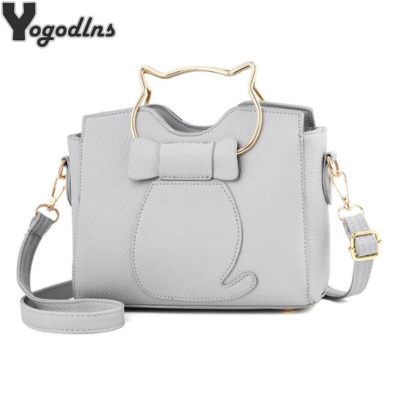 2018 Women Shoulder Bags Crossbody Handbag PU Leather Cute Cat Bag Solid Color New Metal Top-handle Bags Fashion Tote 2018 Women Shoulder Bags Crossbody Handbag PU Leather Cute Cat Bag Solid Color New Metal Top-handle Bags Fashion Tote