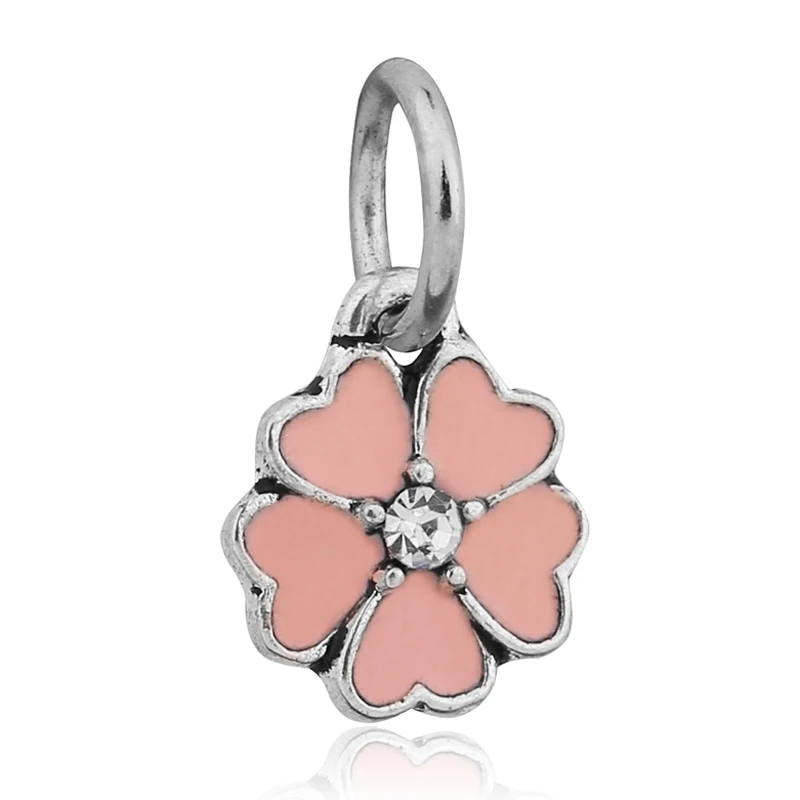 

2019 Spring Collection Orange Pink Enamel Flower Charms Poetic Blooms Beads Fits Pandora European Bracelets Bangles